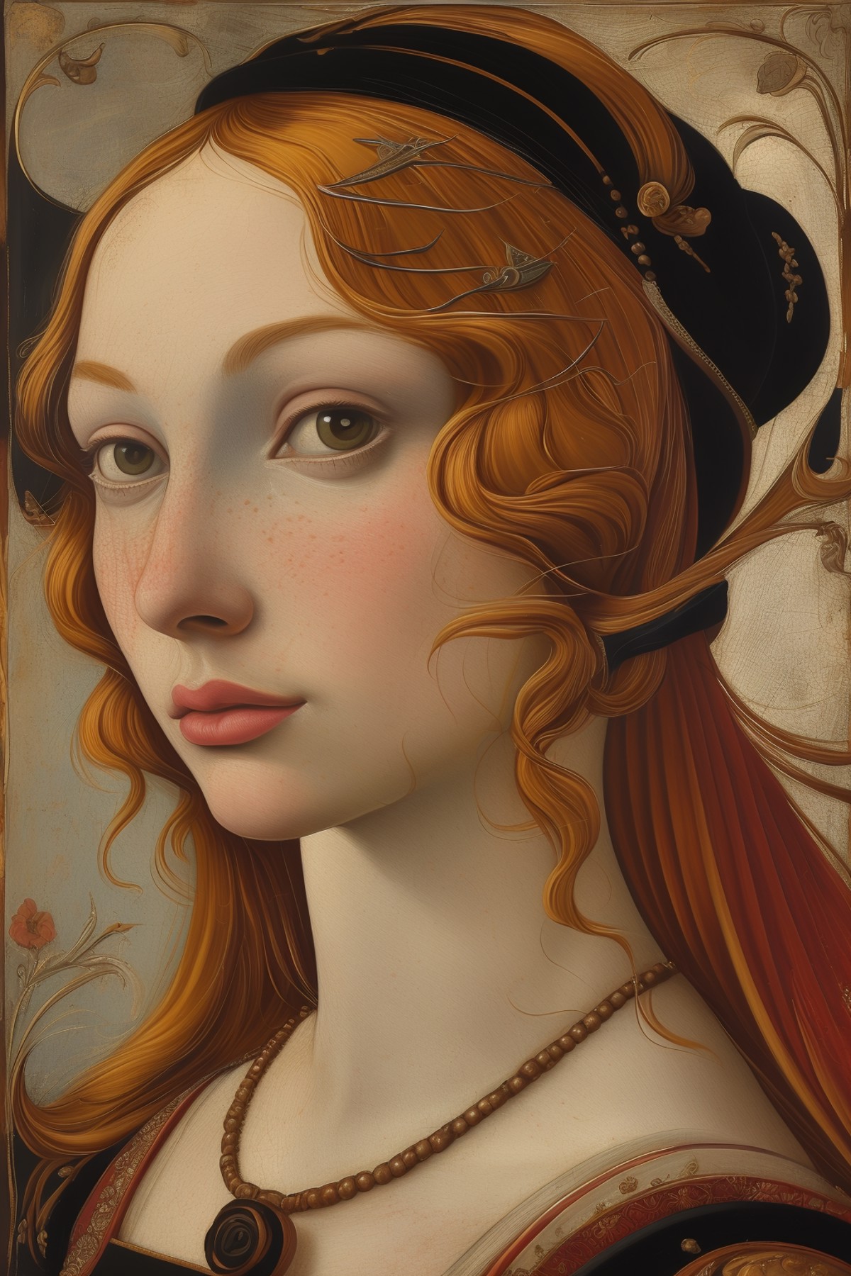 masterpiece,best quality,<lora:tbh117-:1>,portrait of people ,illustration painting ,style of Sandro Botticelli